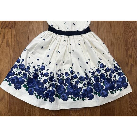 Janie And Jack Party Blue Floral Dress Size 4 velvet trim tulle EUC - Picture 3 of 10